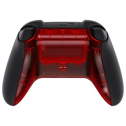 eXtremeRate Custom Back Cover Shell for Xbox Series X & S Controller, Clear Red Replacement Battery Cover & Bottom Shell - color: Clear Red