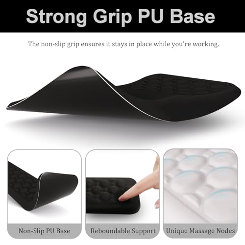 Ospelelf Keyboard Wrist Rest Ergonomic Mouse Pad with Wrist Rest, Arm Wrist Rest for Computer, Office and Gaming,Black - color: Black