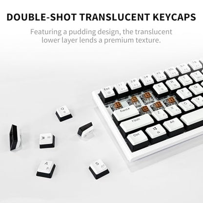 Hexgears X1 Pro Wireless Mechanica Keyboard, Tri-Mode Bluetooth/2.4G/USB-C, Hot-Swappable Tactile Switch Gaming Keyboard, Mini Compact White Backlit Keyboards with Wrist Rest - White - color: Panda-X1 Pro, size: Tactile