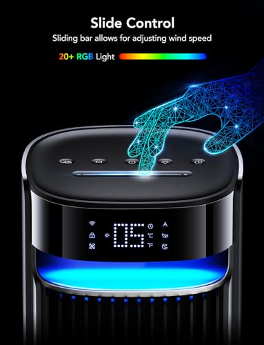 GoveeLife 42 in. Tower Fan, 150 Deg Oscillation, 5 Modes 12 Speeds, Black - color: Black
