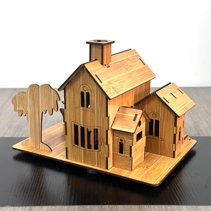 3D Puzzles for Adults, Log Cabin DIY Wooden House Model Kits for Adults to Build, Country Cottage Building Model, 3D Jigsaw Brain Teaser Puzzle, Dollhouse (Seaside Villa)