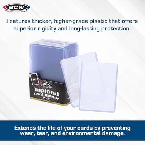 BCW 3x4 Topload Card Holder - Premium 35PT Thickness | 50 Pack | Quality Rigid PVC Protector for Standard Size Trading Cards | Card Holders for Sports Cards, MTG, Pokemon, and More - size: 50 Pack