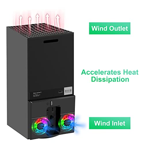 Linkstyle Cooling Fan for Xbox Series X, Vertical Cooling Stand Cooling System with Colorful RGB Lights and 1 USB Port - color: RGB Light