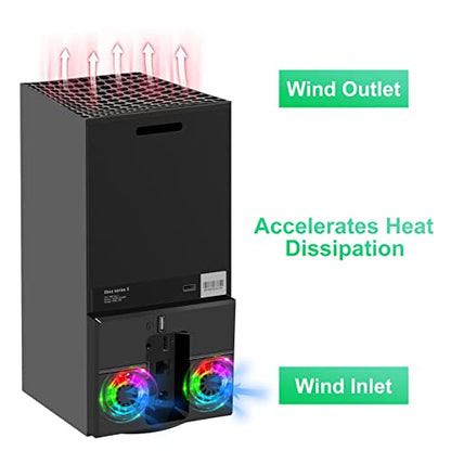 Linkstyle Cooling Fan for Xbox Series X, Vertical Cooling Stand Cooling System with Colorful RGB Lights and 1 USB Port - color: RGB Light