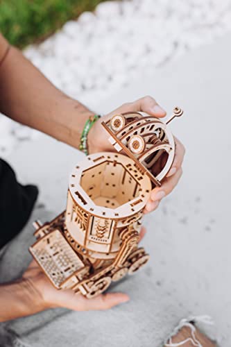 Wood Trick Space Junk Robot 3D Wooden Puzzles for Adults to Build - Rides up to 13 ft - 9.5x6.7 in - Model Kits for Adults - DIY Wooden Models to Build