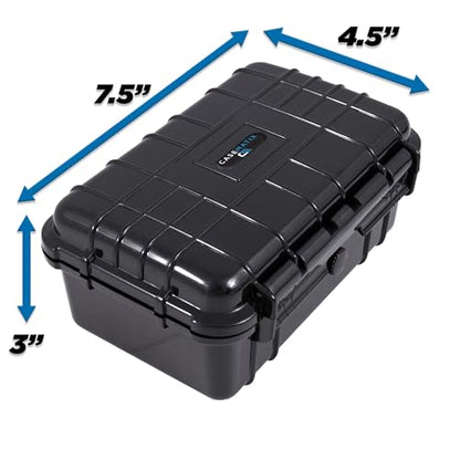 CASEMATIX 8" Waterproof Small Hard Case with Customizable Foam for Portable Electronics, Tools and Accessories - Hard Shell Small Plastic Case with Pre-Diced Travel Case Foam Interior - size: 8"