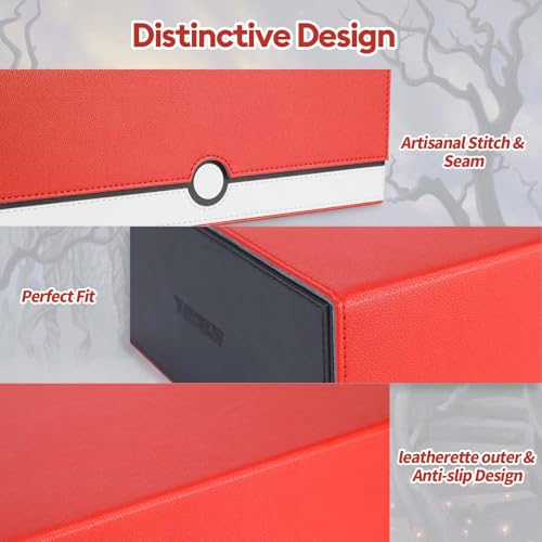 tombert TCG Card Storage Box, 1600+Capacity for MTG, YuGiOh, Sports Cards.Premium Box with 4 Dividers, 4 InsertCards & Strong Magnet Closure (2 Rows -White & Red) - size: 1600+