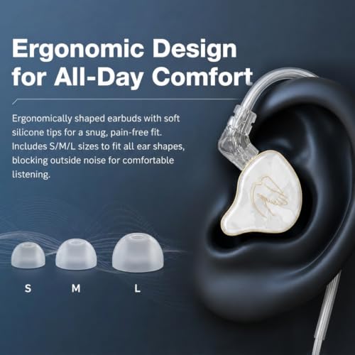 in Ear Monitor Headphones Hybrid 1BA+1DD HiFi Deep Bass IEM Earphones White | Hybrid Banlance Armature with Dynamic in Ear Headphones IEM Earphones Gaming Earbuds no Mic - color: QT820-White no Mic