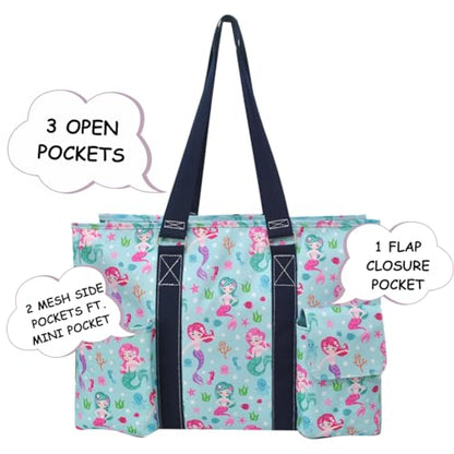 NGIL Utility Water Resistant Tote Bag | Work Tote for Women, Nurse Bag, Teacher's Choice Purse, Gym Bag, Everyday Organizer Top Zipper Closure - color: Mermaid-navy