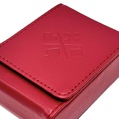 Single Deck Leather Playing Card Case/Holder - Fits Poker and Bridge size cards (Wine Red) - color: Wine Red