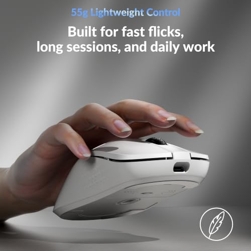 Keychron M3 Mini 8K Wireless Gaming Mouse, 55g Lightweight, PixArt 3950 Sensor, 30K DPI, Bluetooth 5.3/2.4GHz/Wired, Programmable, 140H Battery, for Mac/Windows/Linux - White - color: White