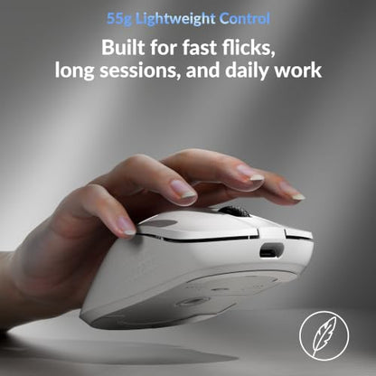 Keychron M3 Mini 8K Wireless Gaming Mouse, 55g Lightweight, PixArt 3950 Sensor, 30K DPI, Bluetooth 5.3/2.4GHz/Wired, Programmable, 140H Battery, for Mac/Windows/Linux - White - color: White