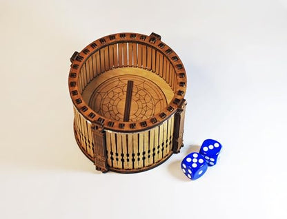 Wooden Dice Shaker Tower Barrel with Acrylic Window – Handmade Plywood Dice Roller, Eco Oil Finish – Perfect for Board Games, D&D, RPG, Tabletop, Gift for Gamers