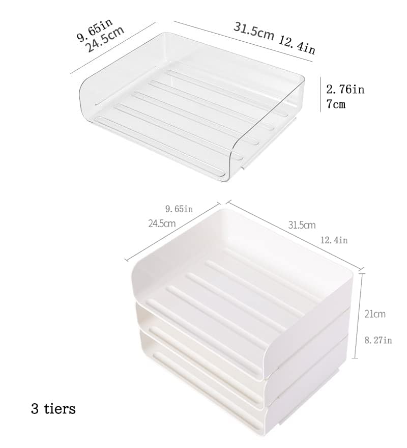 3 Tiers Stackable A4 Paper Trays, Office Desk File Holder, Tidy File Document Letter Book Paper Organizer (3 Tiers,Clear) - size: 3 tiers