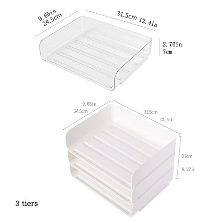 3 Tiers Stackable A4 Paper Trays, Office Desk File Holder, Tidy File Document Letter Book Paper Organizer (3 Tiers,Clear) - size: 3 tiers