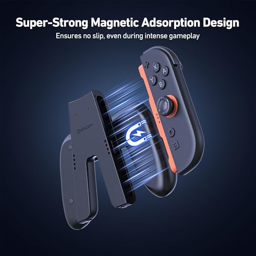 NEWDERY Charging Grip & Charging Dock for Switch 2 | Magnetic Grip Controller Compatible with Switch 2 Joycons, Play While Charging with LED Indicator, Black