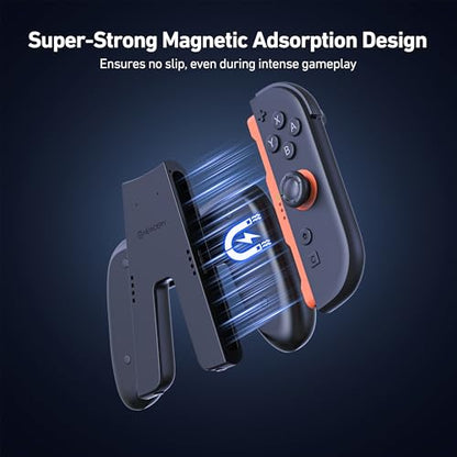 NEWDERY Charging Grip & Charging Dock for Switch 2 | Magnetic Grip Controller Compatible with Switch 2 Joycons, Play While Charging with LED Indicator, Black