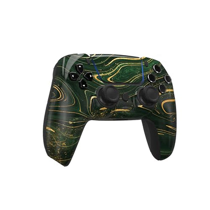 ProControllers LLC Custom Wireless Controller for PS5 - Hand Airbrushed & Multiple Designs Available (Green & Gold Swirl) - color: Green & Gold Swirl
