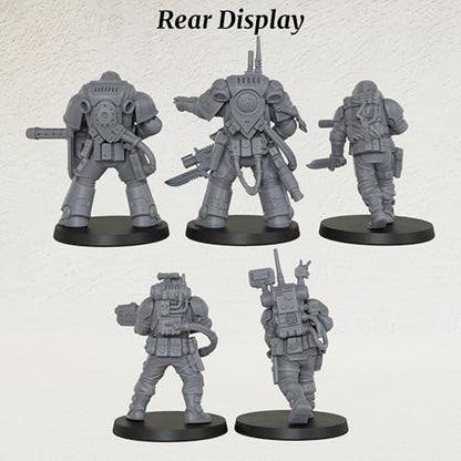AUSPDICE Sci-Fi Operatives for Miniature Games, 28mm RPG Figure Set-AS992 | Unpainted Resin 5pc Sci-Fi Elite Squad for TTRPG Wargames, Tabletop RPG, Dungeon Masters, Skirmish Battles and RPG Gifts