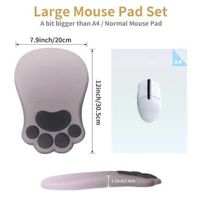 L-SPOUTTO Ergonomic Mouse Pad with Wrist Rest,Cute Mouse Pad Wrist Support | Cat Paw Comfortable Massage Design,Computer Pain Relief Mousepad with Non-Slip PU Base for Desk Laptop Gaming,Gradual Brown - color: Gradual Brown
