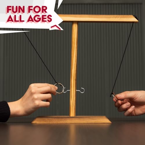 Ring Swing Game Set – Wooden Ring Toss Game with Shot Glasses for Indoor & Outdoor Parties, Fun Party Game for Adults & Family