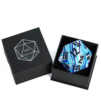 55mm Silicone D20 DND Dice, Large D20 Single 20 Sided D&D Dice | Soft & Comfortable Touch, Perfect Bouncer, Gift Box, Compatible with Dungeons and Dragons RPG Bar Pub Club Party Games - color: Ocean Camo
