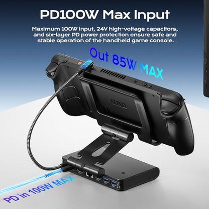3 Speed Dual Magnetic Cooling Fan Steam Deck Docking Station for ROG Ally X | 6 in 1 Steam Deck Accessories for Legion Go/MSI Claw and Switch 2, 4K@144Hz, USB 3.2, PD100W, Ethernet Fit Steam Deck Dock - size: Magnetic cooling fan