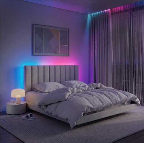 LED Strip Lights for Bed Headboard, 26.2ft Color Changing Backlight with Chasing Effects, App & Remote, Music Sync Dimmable for Behind Bed & Bedroom, Mount Kit (4 Mounting Options) - color: Multicolor, size: Bed Headboard