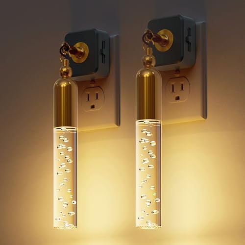 L LOHAS LED Night Lights Plug into Wall, 2 Pack Dimmable Night Light 0-100LM, Rotating Night Lights with Light Sensor, 3000K Soft Light, LED Acrylic Bubble Nightlight Plug in for Bathroom Hallway - color: Bubble-3000K, size: 2 Pack