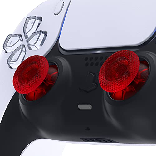 eXtremeRate Clear Red Replacement Thumbsticks for PS5 Controller, Custom Analog Stick Joystick for PS4 Controller Universal - color: Clear Red
