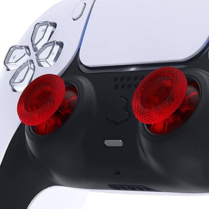 eXtremeRate Clear Red Replacement Thumbsticks for PS5 Controller, Custom Analog Stick Joystick for PS4 Controller Universal - color: Clear Red