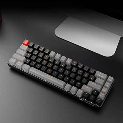 Qisan Mechanical Wireless Gaming Keyboard | Dual Mode 2.4G/BT Gaming Keyboard Wireless 60% Layout US Red Switch 68 Keys | Portable Mechanical Keyboard for Mac & PC, Home Office & Gaming Use - color: Red Switch with Black & Grey Combo Color