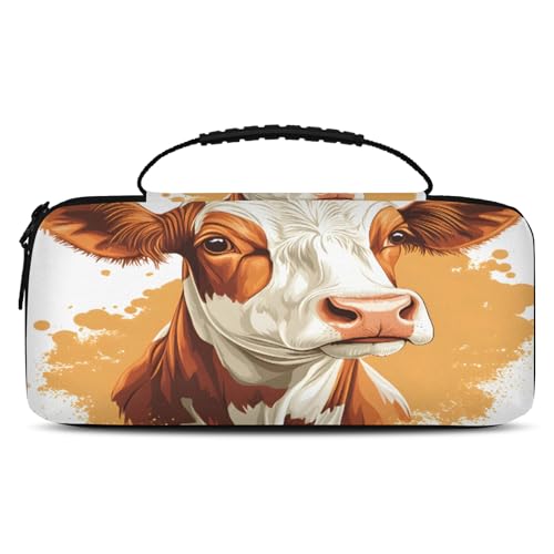 Adornori Brown Cow Carrying Case Compatible with Nintendo Switch 2, with 20 Games Cartridges, Portable Travel Carry Case Pouch for Accessories & Game Cards, Cow Print - color: Multicolor 11
