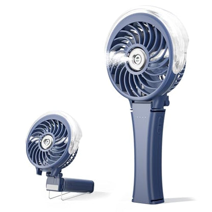 HandFan Upgraded Handheld Misting Fan, Two Button Easy Operation, Rechargeable Portable Mister Fan, Spray Water Mist Fans, Mini Electric Cooling Fans for Travel, Outdoors, Disney(Royal Blue) - color: Royal Blue, style: Two Button Control