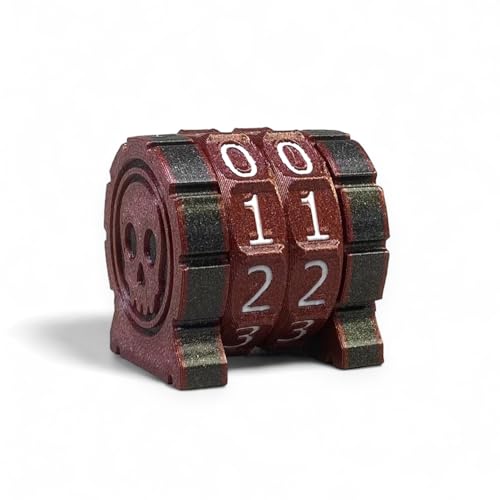 Life Counter Health Tracker for Board Games, TTRPGs, and Card Games with Skull Symbol, Compatible with MTG, 2 Red Wheels with White Numbers - color: 2 Red Rings+white Numbers