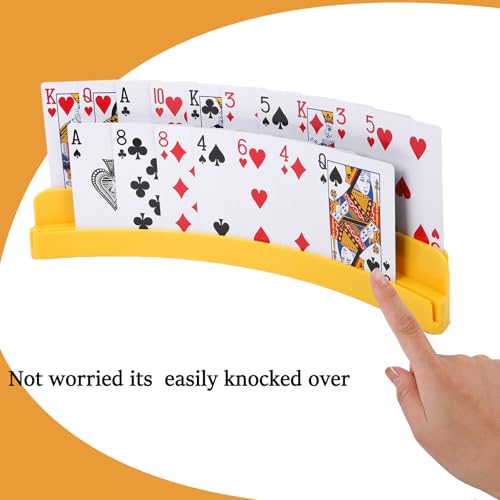 2 Packs of Double-Layer Card Holders，Playing Card Holder for Kids Adults Hands Free Card Holder for Family Card Game Nights Poker Parties - color: Yellow(2pack)