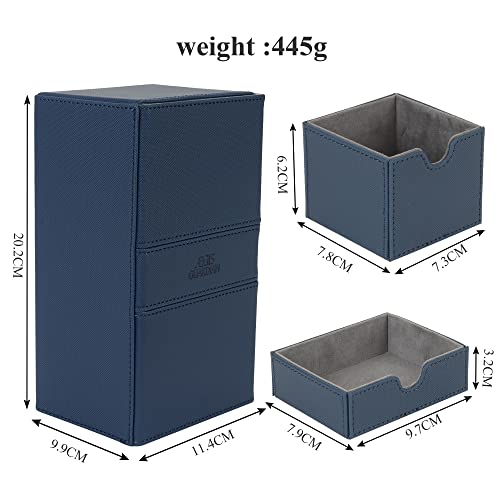 AEGIS GUARDIAN Card Deck Box for MTG with 3 Tray Commander Deck Box Hold 200+ Double Sleeved Cards, PU Leather 7 Strong Magnets Card Storage Box Deck Game Case for TCG CCG, Blue - color: 2-3