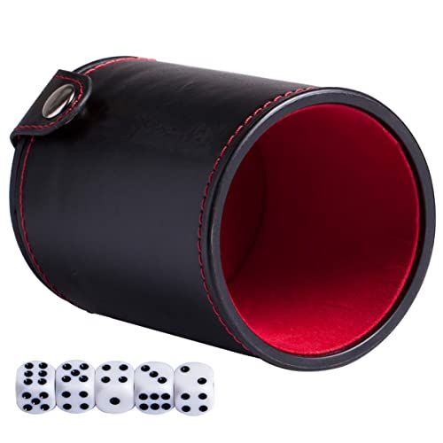 Kisangel Leather Dice Cup Set Double-Layer Dice Storage Cup Bar Game Supplies Set Lid