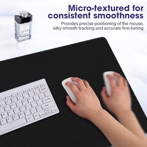 Large Extended Mouse Pad with Stitched Edges 35.4"x15.7" - Waterproof Desk Mat, Non-Slip Rubber Base for All-Desk Coverage, Perfect for Gaming Office Home, Black