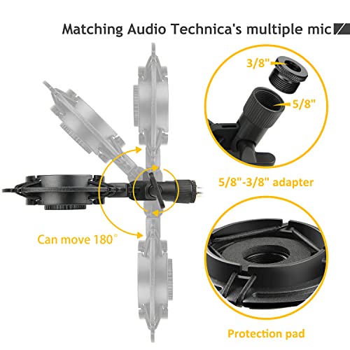 Audio Technica AT2020 Mic Stand, AT2020 Mic Boom Arm Suspension Scissor Stand with Shock Mount, Pop Filter, Upgraded Heavy Duty Clamp for AT2020 AT2020USB+ AT2035 Condenser Studio Mic