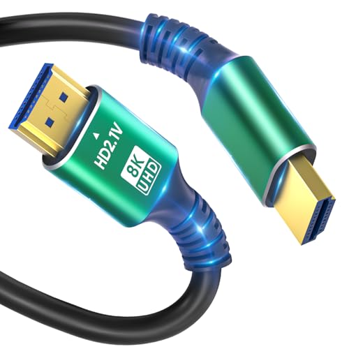SHKI 8K 4K 10K HDTV-Cable 48Gbps 3.3FT/1M, Ultra High Speed 2.1 HDTV-Cable-Cord-4K@120Hz 8K@60Hz, DTS:X, HDCP 2.2 & 2.3, HDR 10 Compatible with Roku TV/PS5/HDTV/Blu-ray - size: 3.3feet