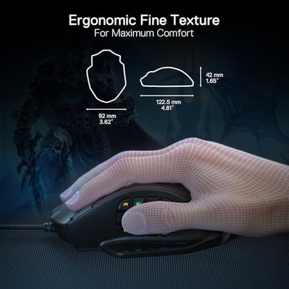 Redragon M908 Wired MMO RGB Gaming Mouse 12400 DPI Remapping Keys | Stable Lag-Free Connection, Redefine Keybinding Macro, Vibing Backlight, Ergonomic Grip Body Comfort - color: Black, style: Wired M908