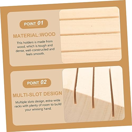 Wooden Card Holder Stand Design for Easy Organization Playing Card Display Rack for Family Games Smooth Wood Construction Rising Slots for Visibility