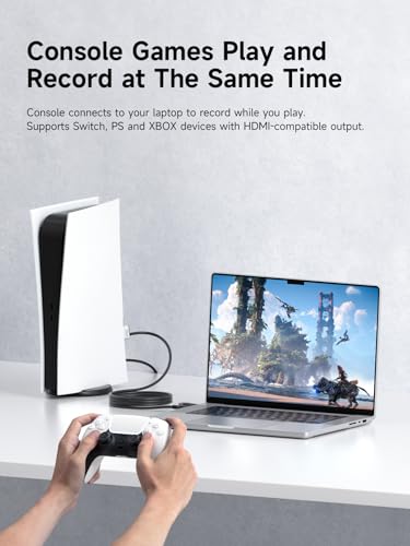 Hagibis USB3.0 Video Capture Card with 100W PD, HDMI to USB A/USB C Capture Cable 1080P@60fps YUY2 MJPEG MS2130 for Quest 3 2 Pro VR Switch2 PS4/5 Live Broadcast, Gaming, Streaming, Recorder
