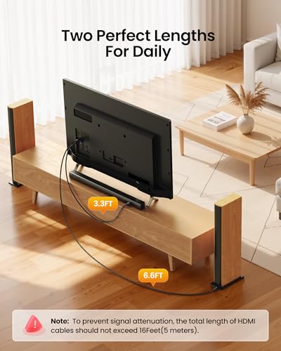 Silkland 8K HDMI ARC/eARC Cable 2.1 for Soundbar 6.6ft, 8K@60Hz 4K@120Hz | 48Gbps High Speed HDMI Cord for Home Theater, Dolby Atoms, DTS:X Compatible for Vizio Samsung Bose Soundbar, UHD TV, Blu-ray - size: 6.6 Feet