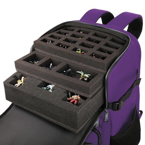 ENHANCE Collector's Edition DnD Backpack - RPG DM Bag for Dungeons and Dragons - DnD Bag fits 6-8 Books, 18" Laptop/DM Screen Slot, Miniature Foam Trays, Accessory Pockets, Map Strap (Dragon Purple) - color: Dragon Purple