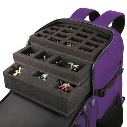 ENHANCE Collector's Edition DnD Backpack - RPG DM Bag for Dungeons and Dragons - DnD Bag fits 6-8 Books, 18" Laptop/DM Screen Slot, Miniature Foam Trays, Accessory Pockets, Map Strap (Dragon Purple) - color: Dragon Purple