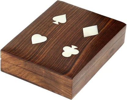 Double Deck Playing Card Holder Box | Wooden Storage Case for 2 Decks of Cards | Elegant Organizer for Poker, Bridge, Rummy & Game Nights (Cards not Include)