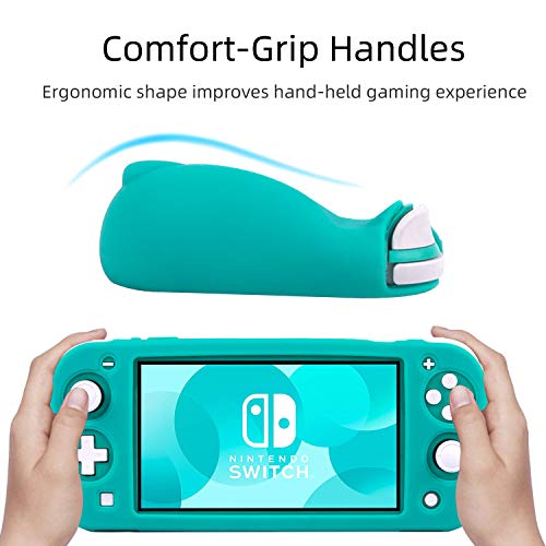Silicone Protective Case for Nintendo Switch Lite, Soft Grip Case Cover with Comfort Ergonomic Handles for Nintendo Switch Lite 2019 [Self Stand][4 Thumb Stick Caps] (Turquoise) - color: 실리콘-터키석