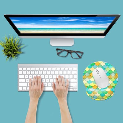 Ergonomic Memory Foam Wrist Support Mouse Pad Comfortable Padded Wrist Mousepads 9in X10in Pain Relief Desktop Mouse Mat (Green Mermaid Foam) - color: Green Mermaid Foam